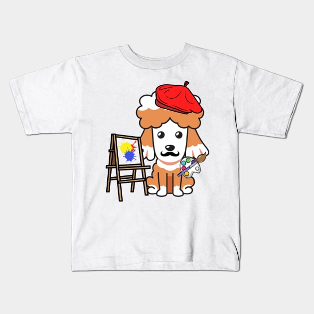 Funny poodle is a painter Kids T-Shirt by Pet Station